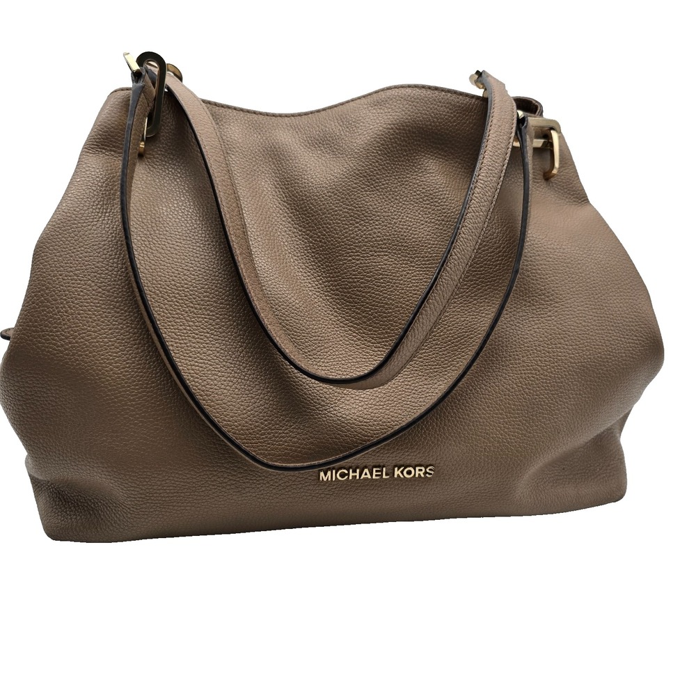 Michael Kors Raven Tan Pebble Leather Tote Shoulder Bag Hobo Style Hybrid Casual